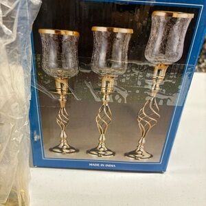 Set of 3 Elegant brass  Candle Holders